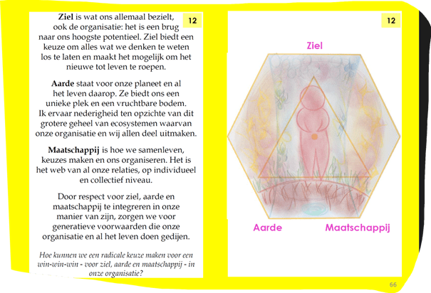De triade ziel-aarde-maatschappij uit de organisatieversie 3.0. van het ChancesToChange bordspel